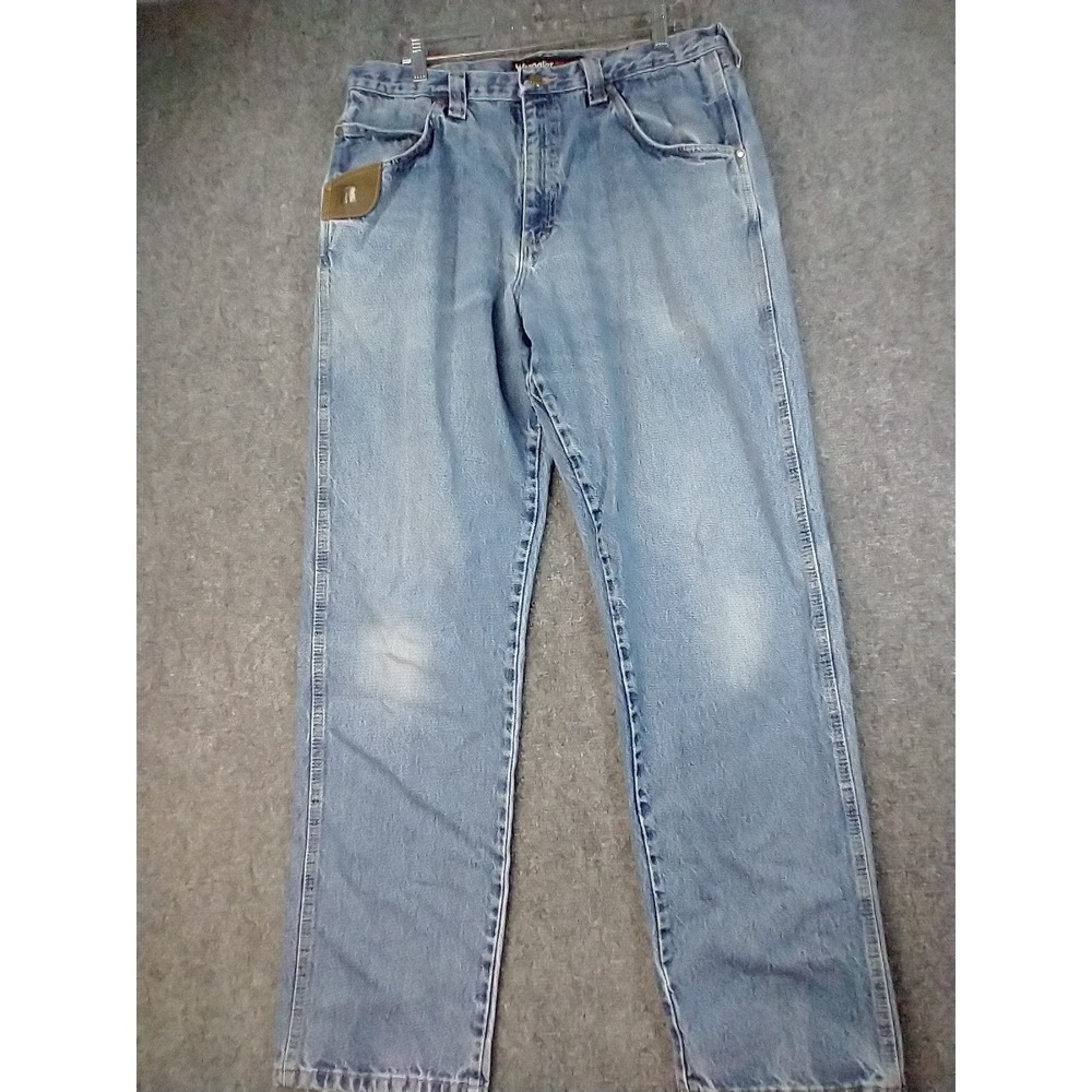 Wrangler Riggs Workwear Mens Relaxed Fit Straight Leg Jeans Light Wash 36x34